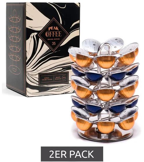 2er Pack PEAK COFFEE Drehbarer Kapselhalter für 35 Kapseln, Ständer für Nespresso Vertuo Vertuoline Kapseln, Baumdesign mit Chrom-Finish im Sparpack