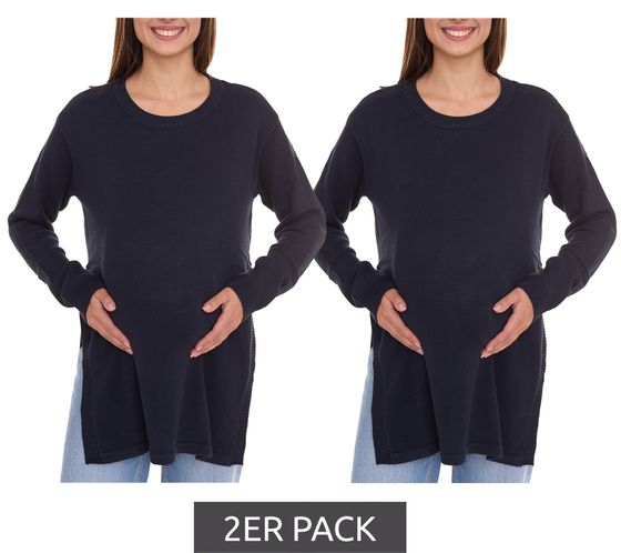 2er Pack neun 9 monate Damen Strickpullover Umstandsmode Schwangerschafts-Pulli 24659305 Dunkelblau