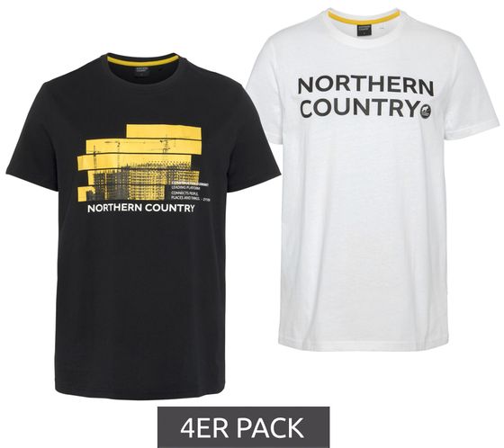 Pack of 4 NORTHERN COUNTRY men's T-shirt with front print cotton shirt 00013162 black/white