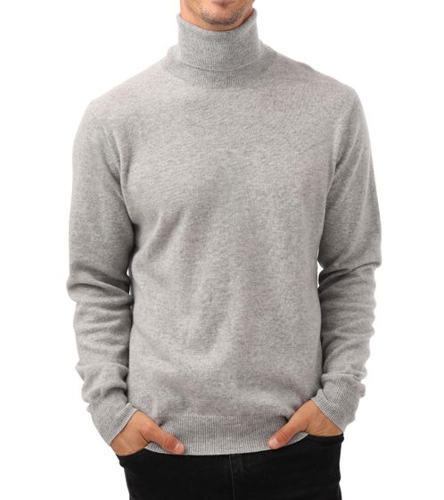 ZWILLINGSHERZ Herren 100% Kaschmir-Pullover Rollkragen-Pullover Langarm-Shirt 7079 Hellgrau