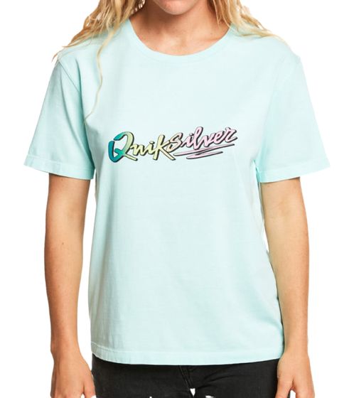 Quiksilver Standard Women's T-Shirt timeless basic shirt with brand lettering in the middle EQWZT03171 BGD0 turquoise