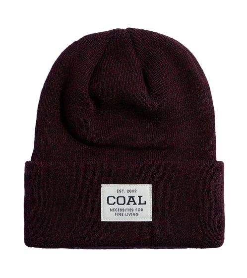 Coal The Uniform Beanie cozy winter hat warm headgear with logo patch 487041-00-3436 wine red