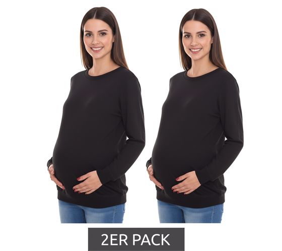 Confezione da 2 camicie premaman semplici da donna per nove 9 mesi confezione risparmio moda premaman 51076156 nera