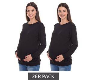 Confezione da 2 camicie premaman semplici da donna per nove 9 mesi confezione risparmio moda premaman 51076156 nera
