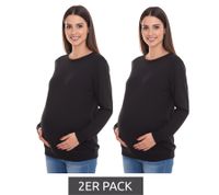 Confezione da 2 camicie premaman semplici da donna per nove 9 mesi confezione risparmio moda premaman 51076156 nera