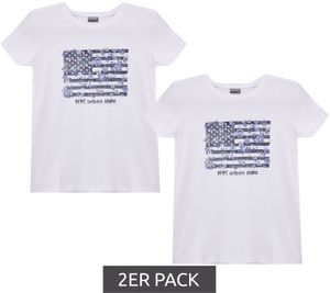 Pack of 2 KIDSWORLD children's T-shirts for girls with front print summer shirt 56819715 white