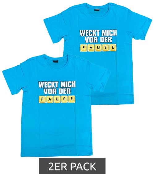 Lot de 2 T-shirts enfants KIDSWORLD pour garçons avec chemise d'été imprimée sur le devant 67073238 bleu