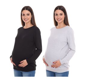 nove 9 mesi semplice camicia da gravidanza da donna premaman moda grigia o nera