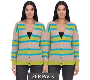 Pack de 2 cárdigans de mujer Aniston CASUAL de punto con cierre de botones 85595338 beige/azul/verde