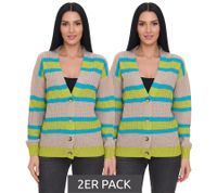 Pack de 2 cárdigans de mujer Aniston CASUAL de punto con cierre de botones 85595338 beige/azul/verde