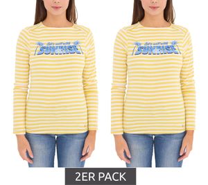 Pack of 2 AjC ladies shirt striped long-sleeved shirt cotton with front print economy pack 67426709 yellow/white/blue Pack of 2 AjC ladies shirt striped long-sleeved shirt cotton with front print economy pack 67426709 yellow/white/blue