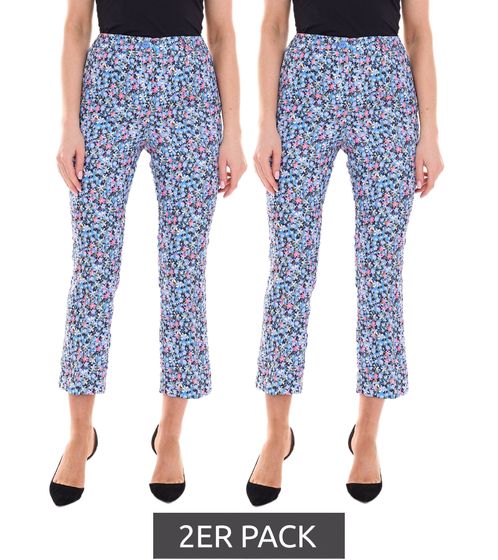 Pack of 2 Aniston CASUAL ladies 7/8 trousers casual summer trousers with floral pattern economy pack 17521410 Blue