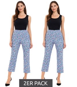 Confezione da 2 pantaloni 7/8 da donna Aniston CASUAL, pantaloni casual estivi con fantasia floreale, confezione economica 17521410 blu