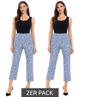 Pack of 2 Aniston CASUAL ladies 7/8 trousers casual summer trousers with floral pattern economy pack 17521410 Blue