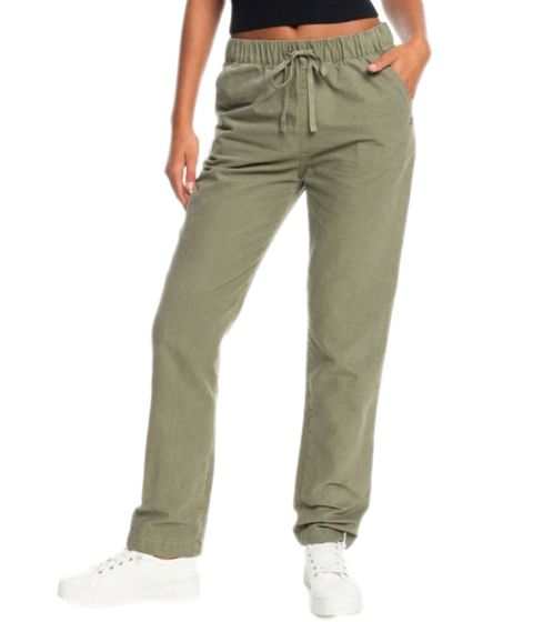 ROXY Slow Swell women's denim trousers, cotton trousers with drawstring, canvas trousers ERJNP03467 TPC0 green