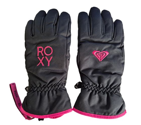 ROXY Fresh Fields Mädchen Handschuhe wasserabweisende Ski-Handschuhe mit WarmFlight Isolierung ERGHN03033 KVJ0 Schwarz/Pink