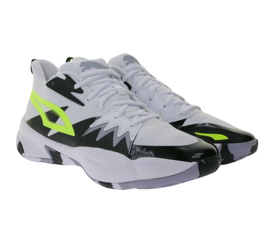 PUMA Genetics Men's Basketball Shoes with ProFoam Sports Shoes 309691 01 White/Black/Yellow