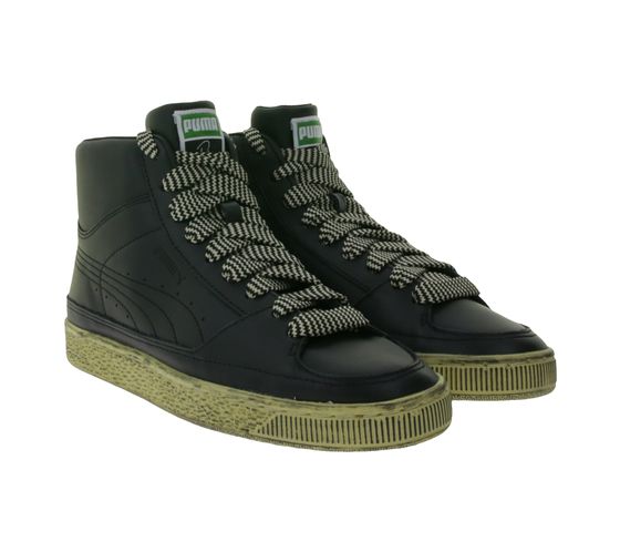 PUMA Rhuigi Herren Alltags-Sneaker Echtleder-Schuhe High-Top Turn-Schuhe 382156 01 Schwarz