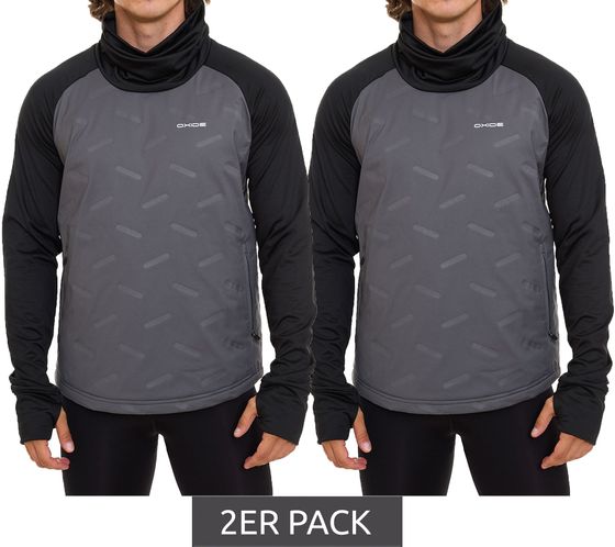 Pack of 2 OXIDE Running men's windproof sports sweaters with brand lettering on the front 7311180 gray/black