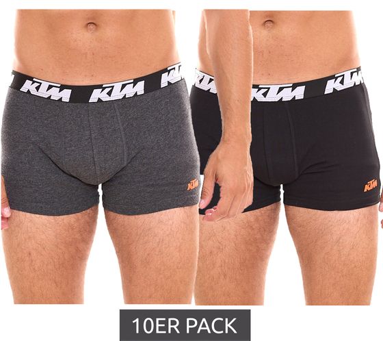 10-pack KTM men's boxer shorts, comfortable underwear with logo print KTM1BCX2ASS1BLDGL dark grey/black