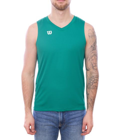 Wilson Men's Sustainable Tank Top Training Shirt with V-Neck Sports Shirt Fitness OUT-BB-M-01/39 Green