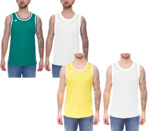 Wilson Herren nachhaltiges Tank-Top Wende-Shirt Sport-Shirt Fitness OUT-BB-M-02 Grün/Weiß oder Gelb/Weiß