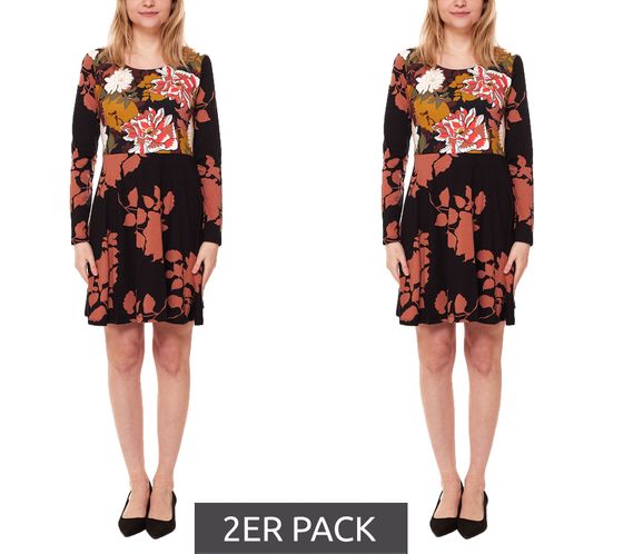 Pack of 2 Aniston Casual mini dresses, women's jersey dress with floral print 68471124 black/multicolored