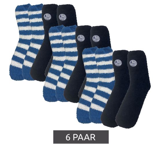 6 pairs of PEANUTS warm cuddly stockings, cozy winter socks with logo patch, dark blue/light blue