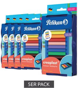 5er Pack Pelikan creaplast Knetmasse in 10 verschiedenen Farben Kreativfabrik Kinderknete Kreativ-Etage Spiel-Knete 604543 Sparpack Blau/Bunt