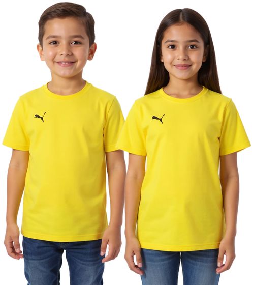 PUMA TeamGoal 23 Camiseta deportiva para niños y niñas Camiseta de algodón con parche con logo 656709 07 Amarillo