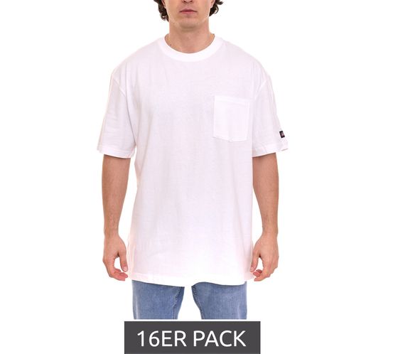 Lot de 16 Dickies Basic T-shirt pour homme en coton Chemise de travail Cool&Dry Poids 250 g/m² PKGS407WH Blanc