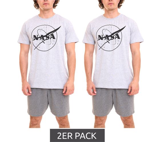 Pack of 2 UNITED LABELS NASA men's pajama set, 2-piece short-sleeved pajamas, cotton 013911 gray