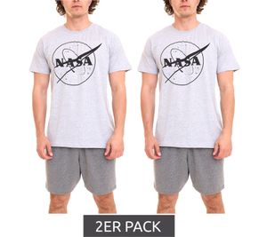 Pack de 2 UNITED LABELS NASA Ensemble de pyjama pour homme 2 pièces à manches courtes en coton 013911 Gris