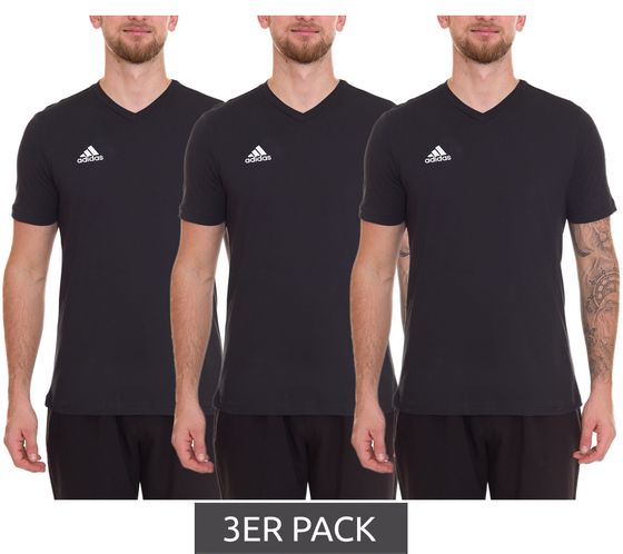 Pack of 3 adidas Entrada 22 men's T-shirt, sustainable cotton shirt with V-neck HC0448 Black