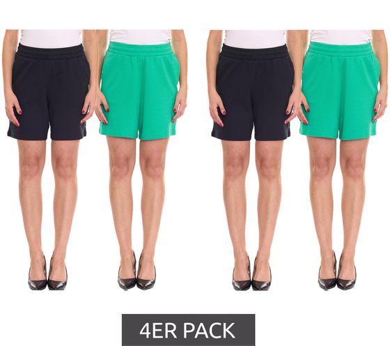 4er Pack AjC Damen Sommer-Shorts kurze Hose Mode-Bermuda 37358347 Grün/Schwarz