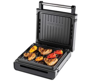 GEORGE FOREMAN Smokeless Edelstahl Kontakt-Grill rauchfreier Tisch-Grill Küchen-Zubehör Küchenutensilien 28000-56 Silber/Schwarz