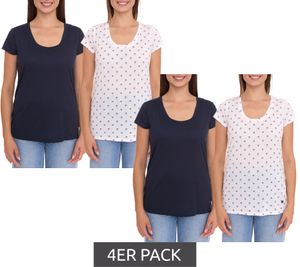 Pack of 4 OCEAN SPORTSWEAR double pack women's summer shirt short sleeve shirt 14156226 dark blue and white