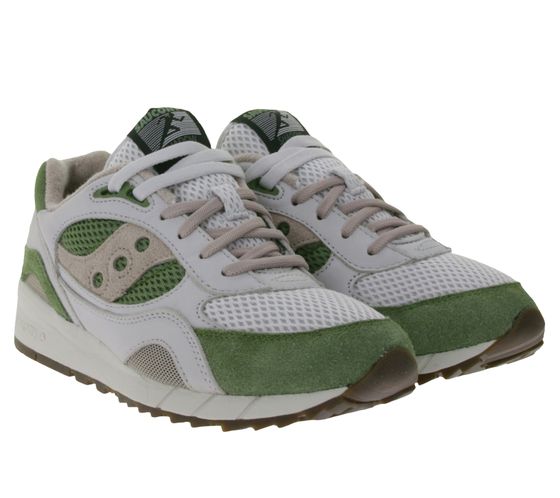 Saucony Shadow 600 men's genuine leather shoes with EVA midsole retro sneakers lace-up shoes S70779-1 green/white/pink