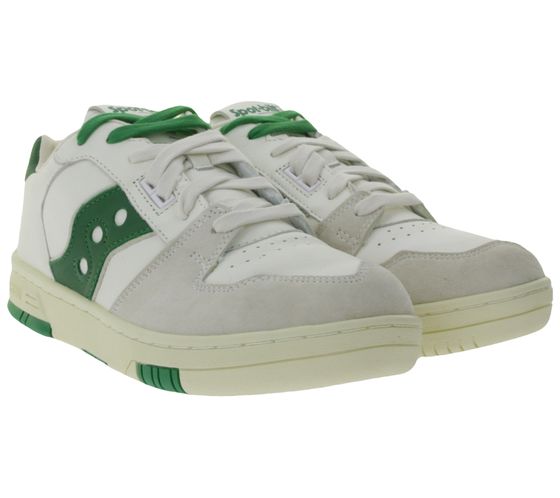 Saucony Sonic Low men's sneakers made of real leather, gym shoes, everyday low shoes S70788-1 white/green