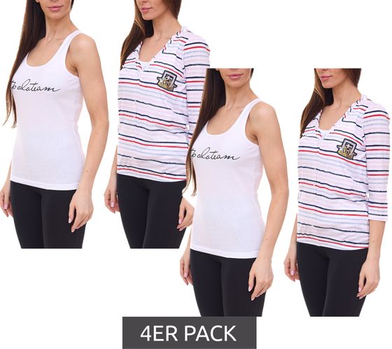 Pack of 4 TOM TAILOR T-shirt set women's summer shirt and cotton top 34300140 white/blue/red