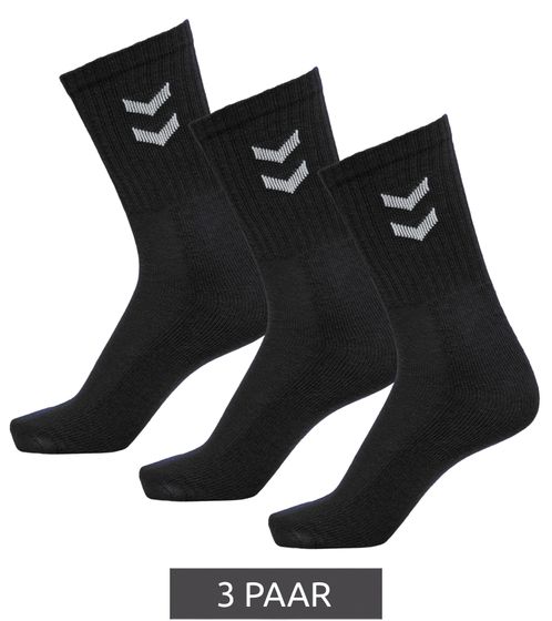 3 paires de chaussettes hummel basic Crew avec bas en coton à angle contrasté chaussettes de sport 022030-2001 noir