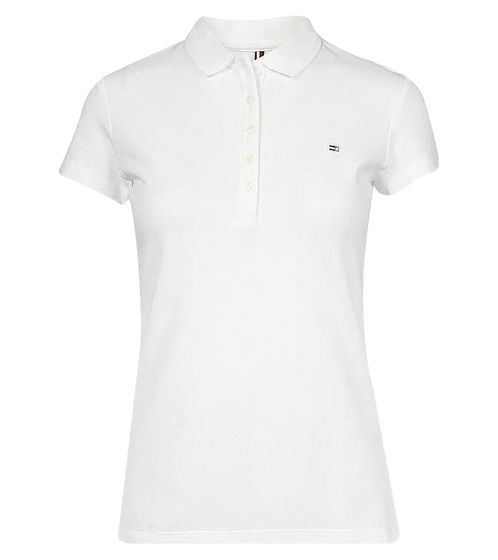 Tommy Hilfiger Heritage women's polo shirt, cotton shirt, short-sleeved shirt, white