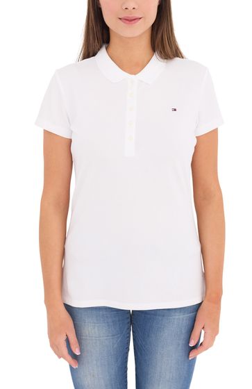 Tommy Hilfiger Heritage Damen Polo-Shirt Baumwoll-Shirt Kurzarm-Shirt Weiß