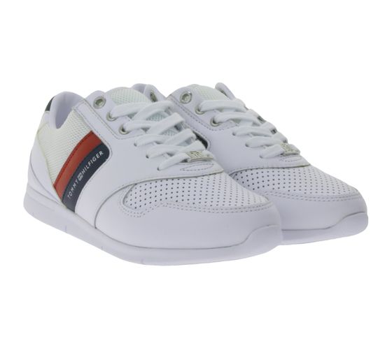 Tommy Hilfiger Lightweight Damen Sneaker Low-Top Echtleder-Schuhe FW0FW04261 020 Weiß/Blau/Rot