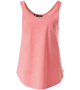 LAKEVILLE MOUNTIN Damen Tank-Top elegantes Shirt aus reiner Baumwolle mit Brusttasche Alltags-Top LVM110132-579 Rosa