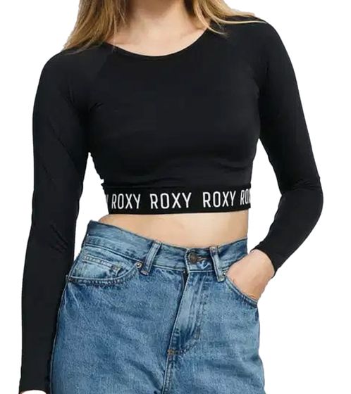 ROXY women's long-sleeved crop top with sun protection sports shirt ERJWR03441 KVJ0 black