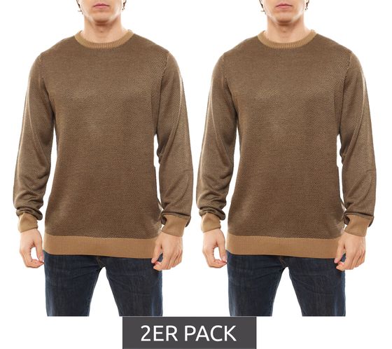 Lot de 2 sweat-shirt col rond homme BLEND Londres pull en maille fine 20712232 171022 marron