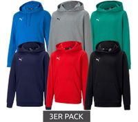 Pack of 3 PUMA teamGOAL 23 Casuals children's hoodies with kangaroo pocket, hooded sweater for young boys and girls 656711 red, black, green, navy, grey, blue Pack of 3 PUMA teamGOAL 23 Casuals children's hoodies with kangaroo pocket, hooded sweater for young boys and girls 656711 red, black, green, navy, grey, blue