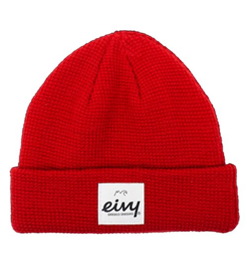 eivy Knit Damen kuschelige Feinstrick-Mütze wärmender Winter-Beanie mit Logopatch 6221-190235 Rot 