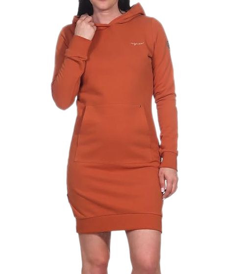 ragwear Rupie Organic Gots women's vegan mini dress cotton dress with hood pullover dress PETA-Approved 2221-20038 6024 Orange